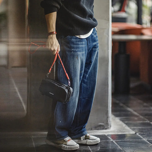 Premium Retro Splash Denim Jeans – Men's Straight Fit